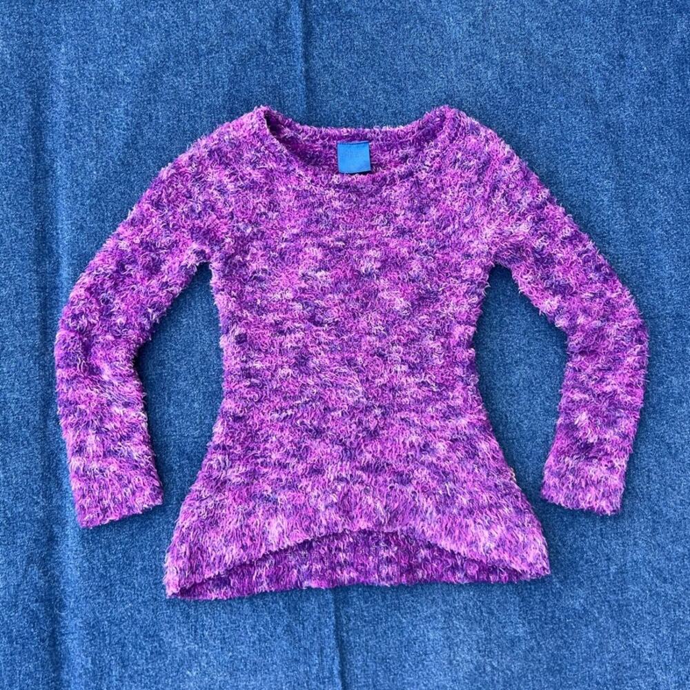 falls creek metallic purple fuzzy sweater